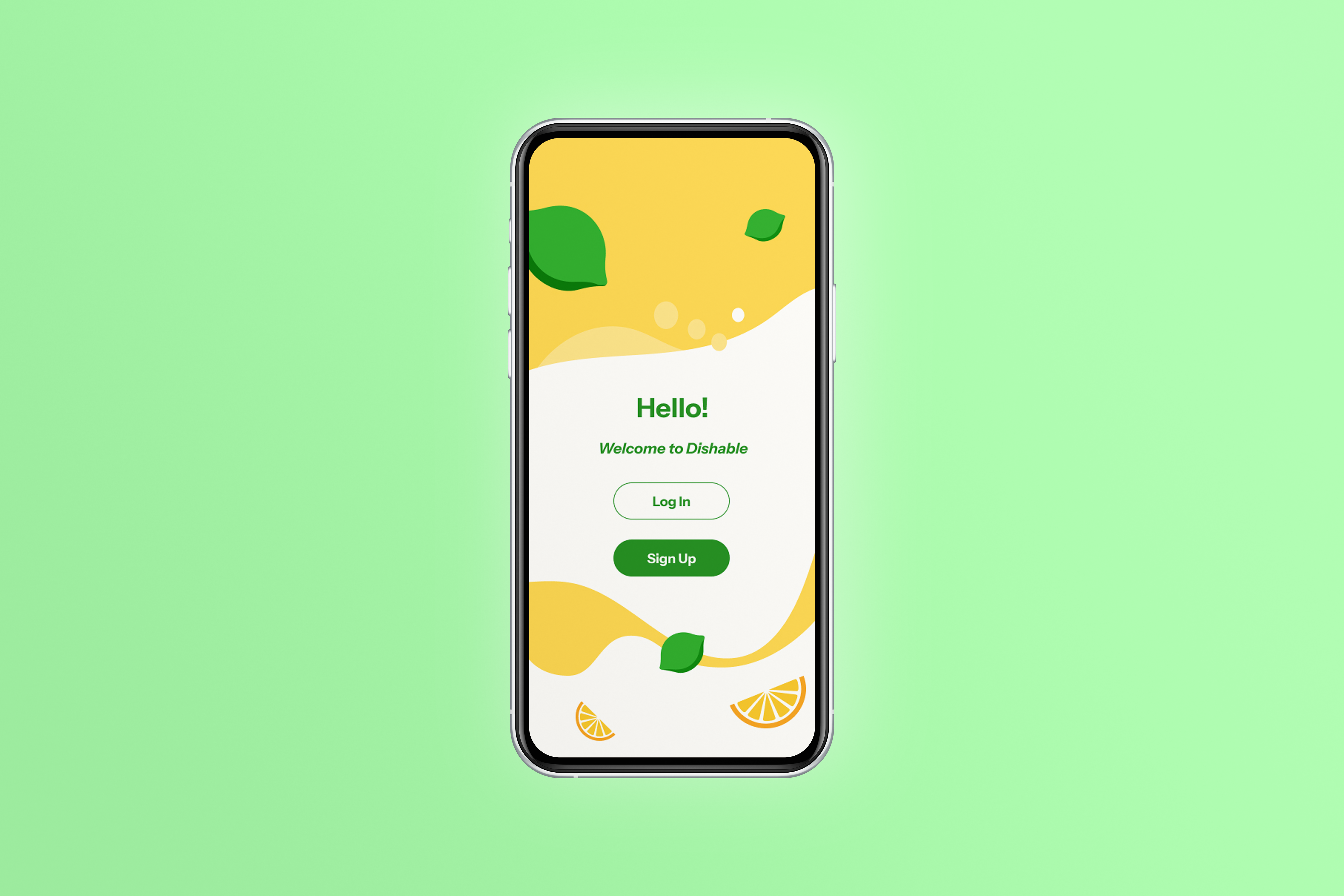 Dishable screen mockup